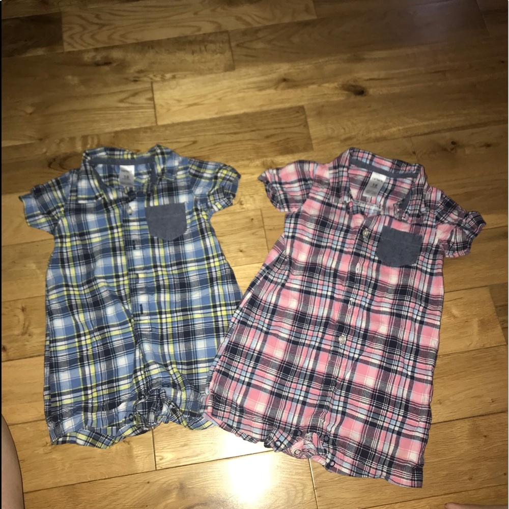 2 Carters size 18 months one piece outfits!